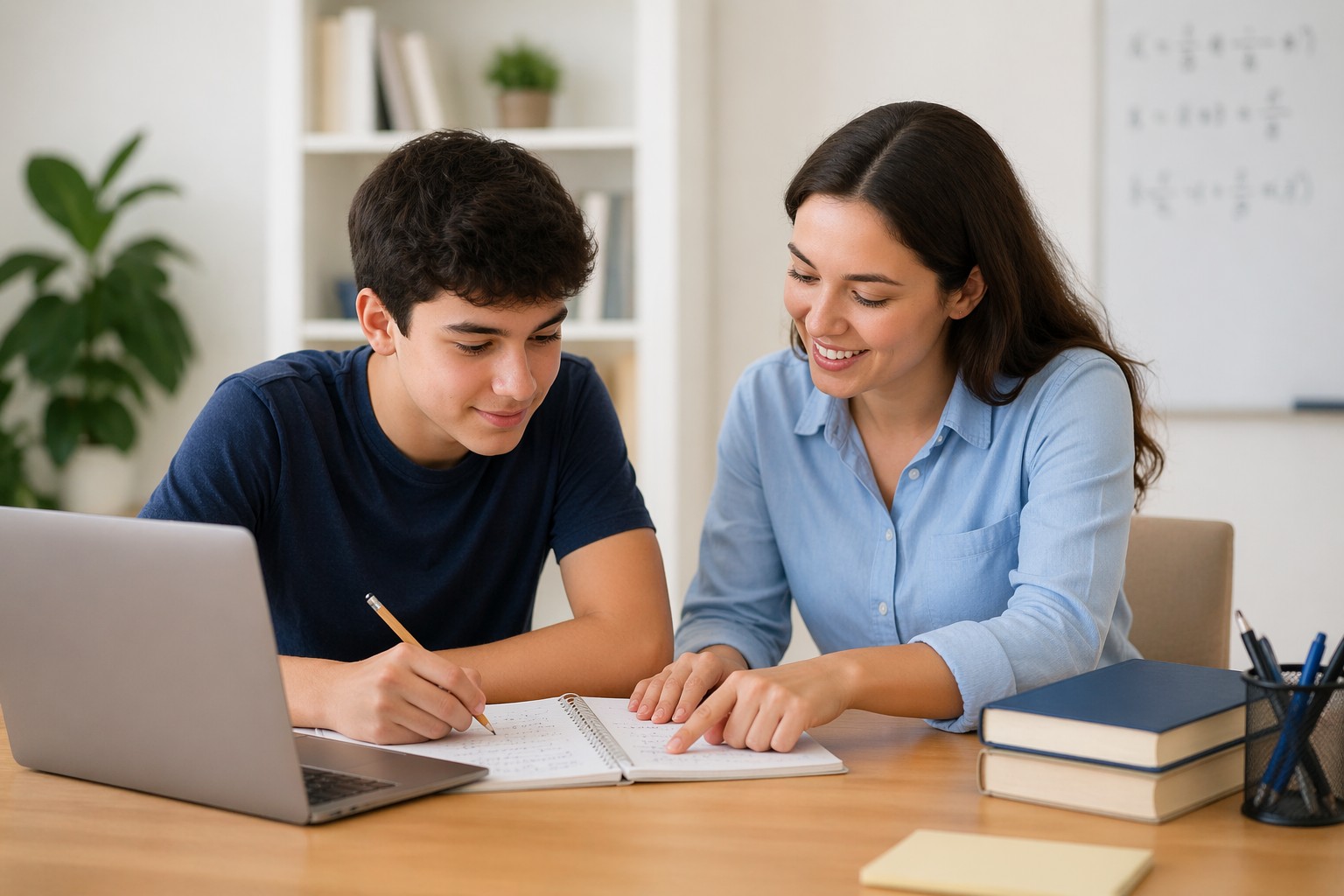 Tutor helping a student during a lesson